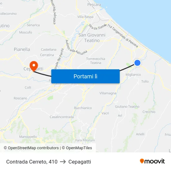 Contrada Cerreto, 410 to Cepagatti map