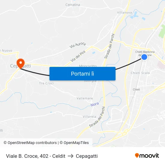 Viale B. Croce, 402 - Celdit to Cepagatti map