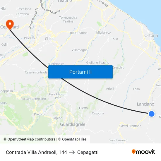 Contrada Villa Andreoli, 144 to Cepagatti map