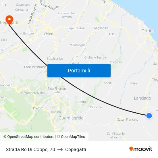 Strada Re Di Coppe, 70 to Cepagatti map