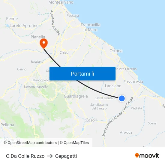 C.Da Colle Ruzzo to Cepagatti map