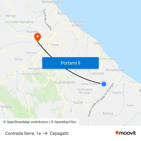 Contrada Serre, 1a to Cepagatti map