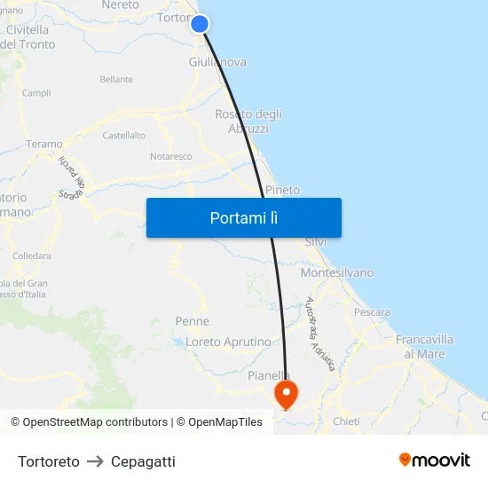 Tortoreto to Cepagatti map