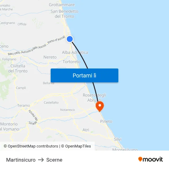Martinsicuro to Scerne map