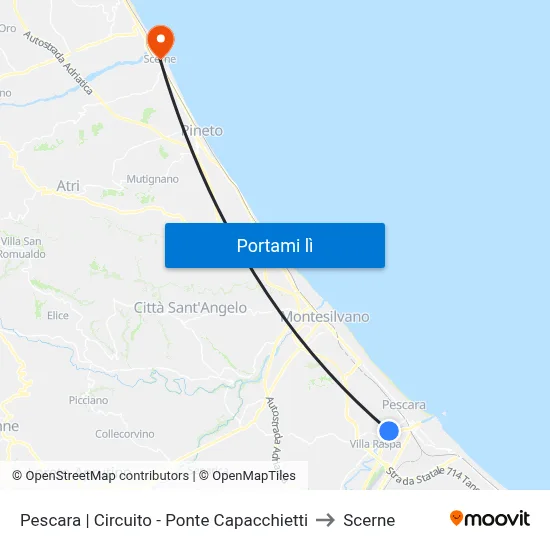 Pescara | Circuito - Ponte Capacchietti to Scerne map