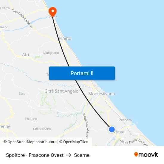 Spoltore - Frascone Ovest to Scerne map