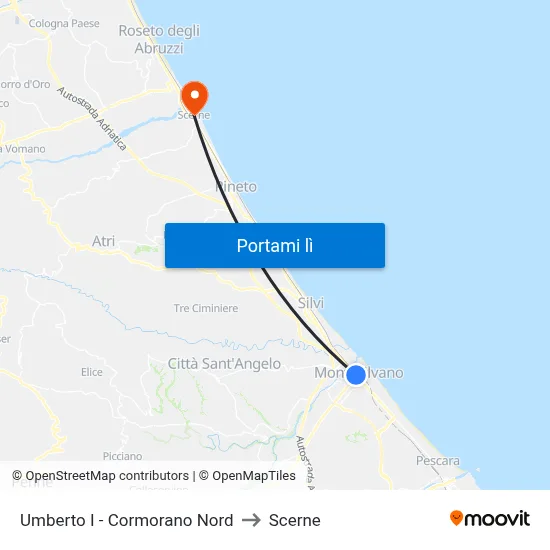 Umberto I - Cormorano Nord to Scerne map