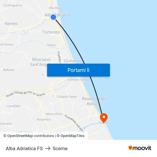 Alba Adriatica FS to Scerne map