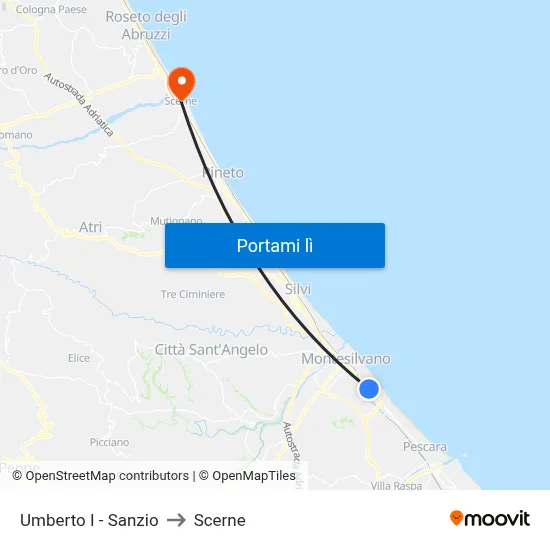 Umberto I - Sanzio to Scerne map