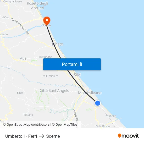 Umberto I - Ferri to Scerne map