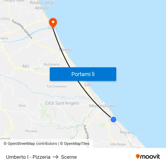 Umberto I - Pizzeria to Scerne map