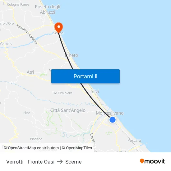 Verrotti - Fronte Oasi to Scerne map