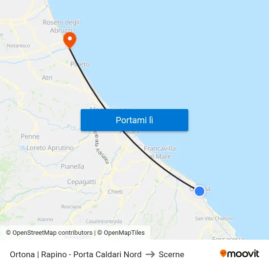Ortona | Rapino - Porta Caldari Nord to Scerne map