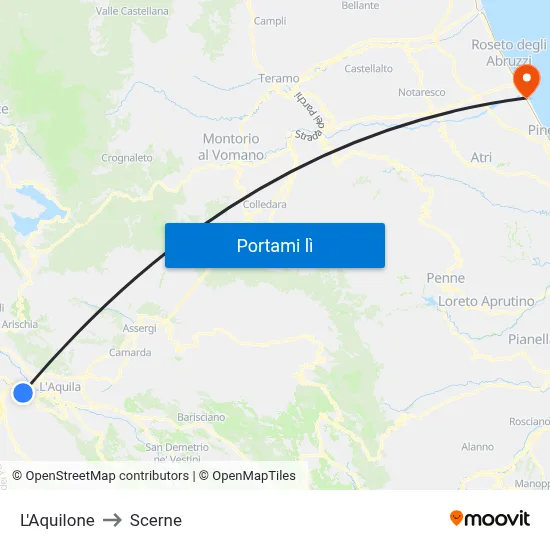 L'Aquilone to Scerne map