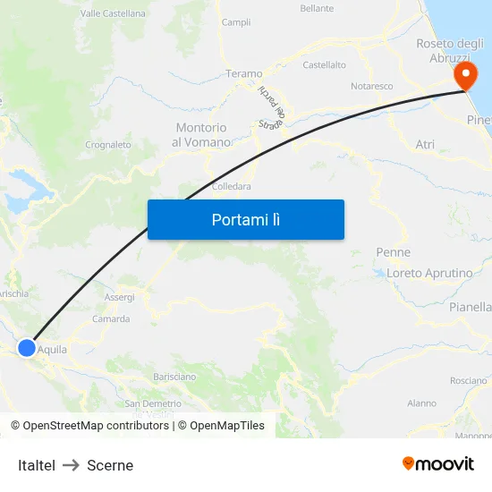 Italtel to Scerne map