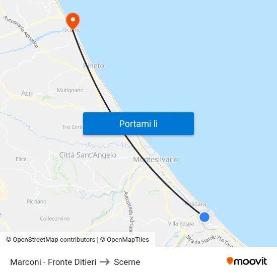 Marconi - Fronte Ditieri to Scerne map