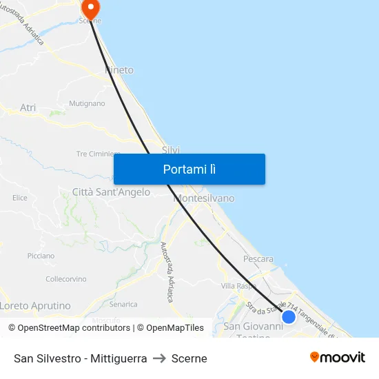 San Silvestro - Mittiguerra to Scerne map