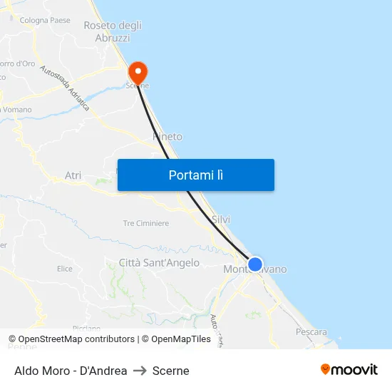 Aldo Moro - D'Andrea to Scerne map