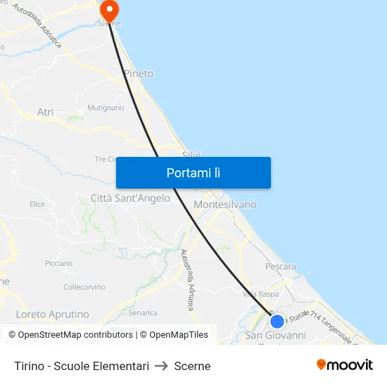 Tirino - Scuole Elementari to Scerne map