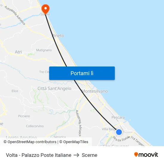 Volta - Palazzo Poste Italiane to Scerne map