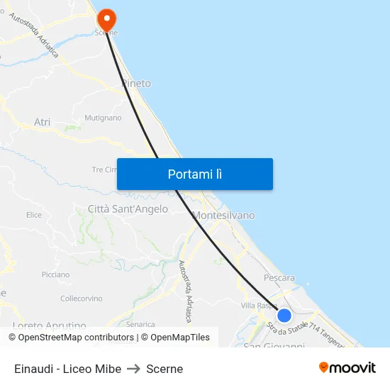 Einaudi - Liceo Mibe to Scerne map