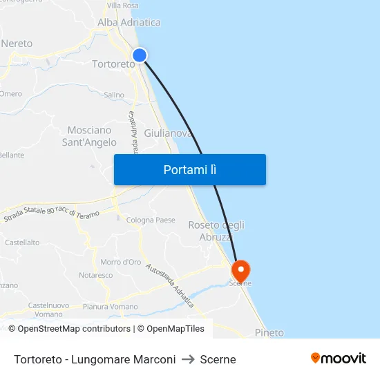 Tortoreto - Lungomare Marconi to Scerne map