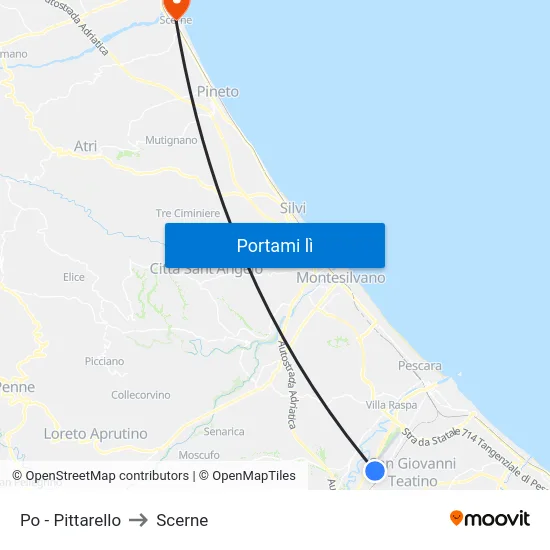 Po - Pittarello to Scerne map