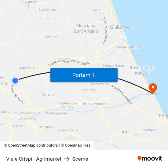 Viale Crispi - Agrimarket to Scerne map