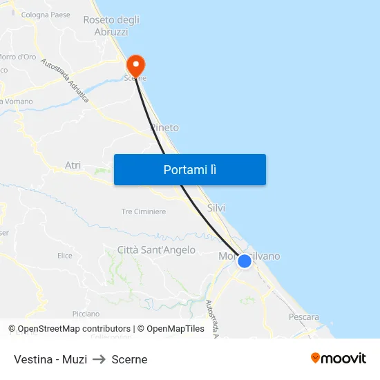 Vestina - Muzi to Scerne map