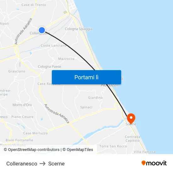 Colleranesco to Scerne map