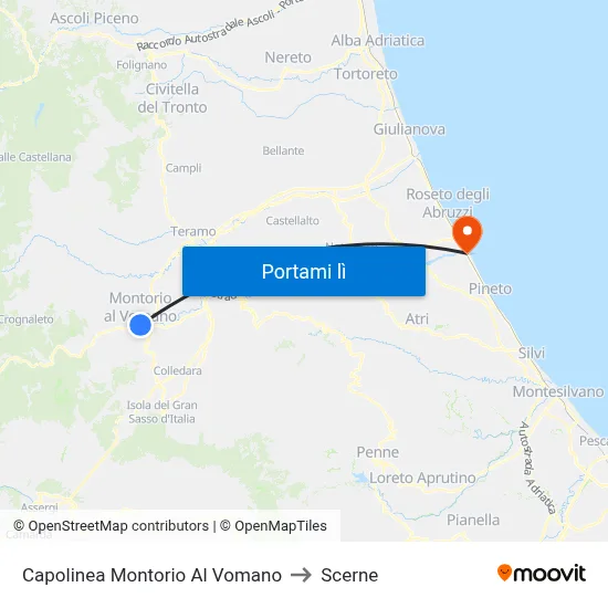 Capolinea Montorio Al Vomano to Scerne map