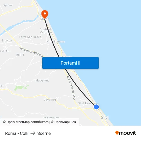 Roma - Colli to Scerne map