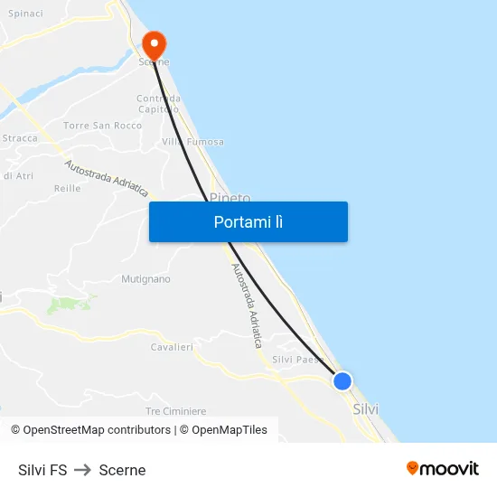 Silvi FS to Scerne map