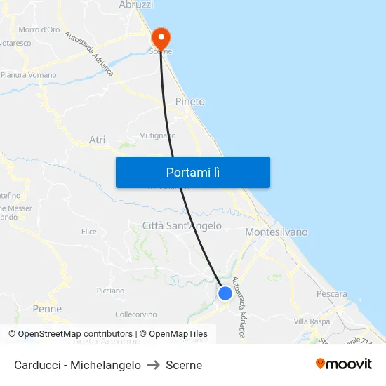 Carducci - Michelangelo to Scerne map