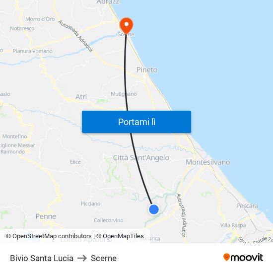 Bivio Santa Lucia to Scerne map