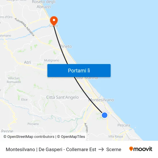 Montesilvano | De Gasperi - Collemare Est to Scerne map
