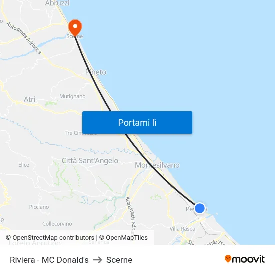 Riviera - MC Donald's to Scerne map