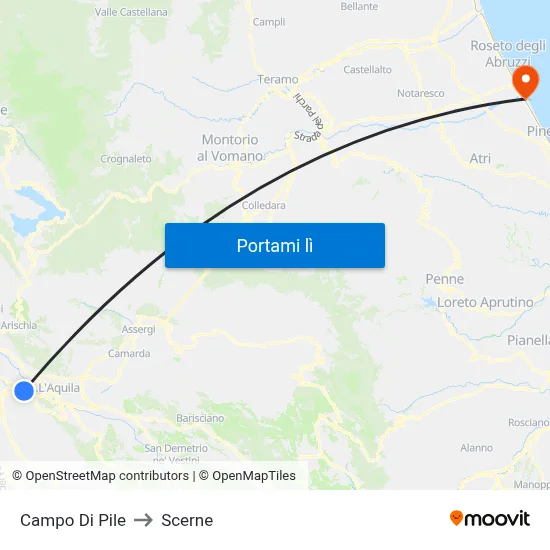 Campo Di Pile to Scerne map