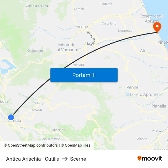 Antica Arischia - Cutilia to Scerne map