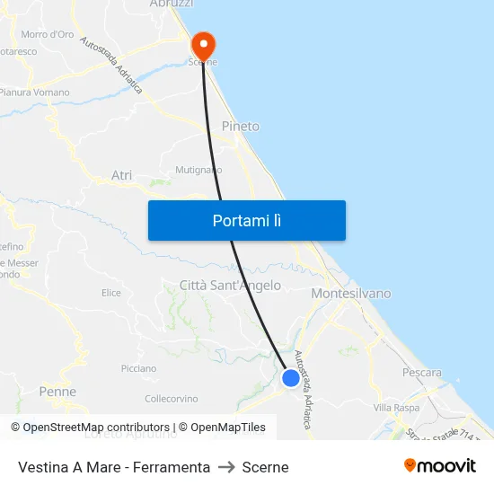 Vestina A Mare - Ferramenta to Scerne map
