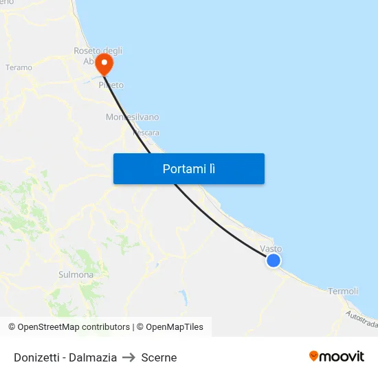 Donizetti - Dalmazia to Scerne map