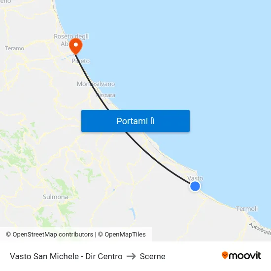 Vasto San Michele - Dir Centro to Scerne map