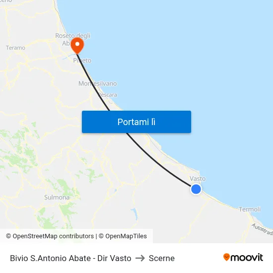 Bivio S.Antonio Abate - Dir Vasto to Scerne map