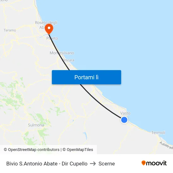 Bivio S.Antonio Abate - Dir Cupello to Scerne map