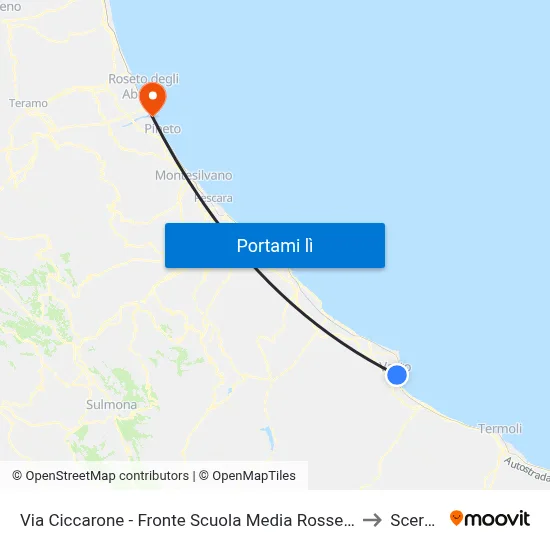 Via Ciccarone - Fronte Scuola Media Rossetti to Scerne map