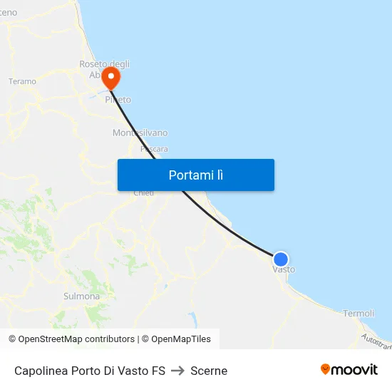 Capolinea Porto Di Vasto FS to Scerne map