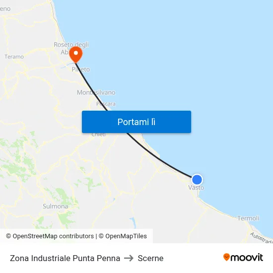 Zona Industriale Punta Penna to Scerne map