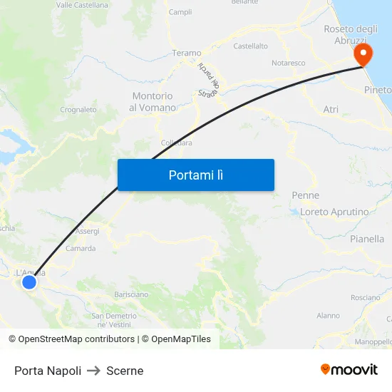 Porta Napoli to Scerne map