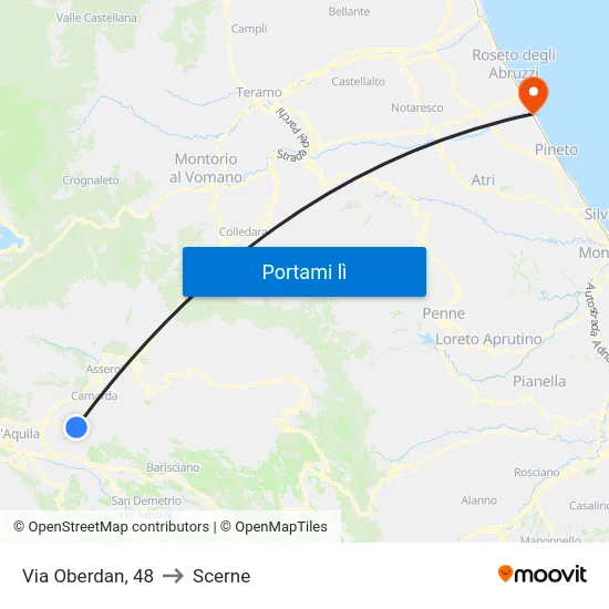Via Oberdan, 48 to Scerne map