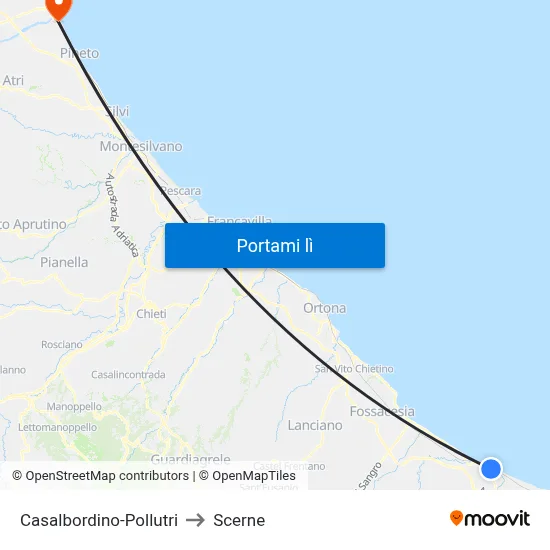 Casalbordino-Pollutri to Scerne map